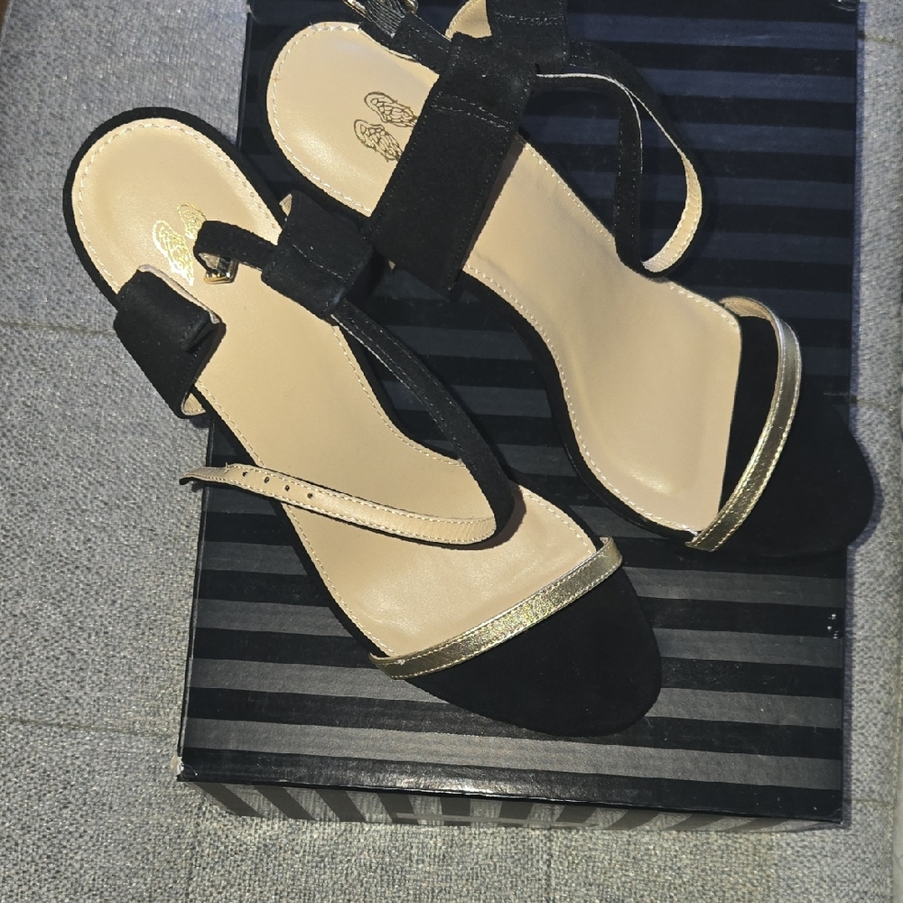 Victoria's Secret Chic Black and Gold Women's Heels- NEVER WORN